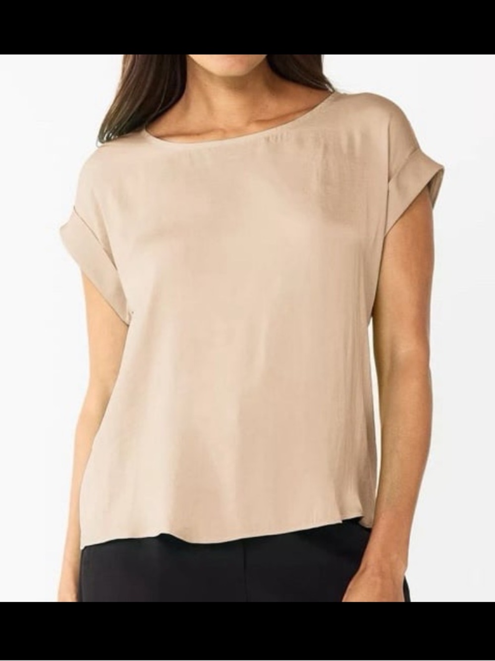 Nine West Beige Cuffed Sleeve Blouse